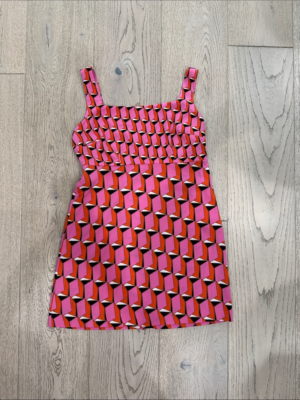 Diane Von Furstenberg Pink and Red Geometric Sleeveless Dress